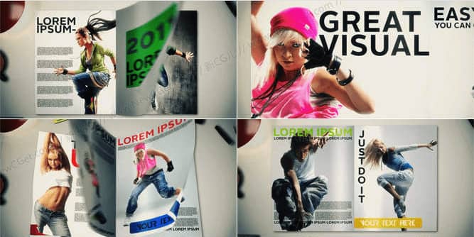 干净工作台上的时尚画册 杂志宣传展示Magazine Promo AE模版